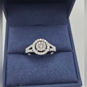 .50 cts Brilliant Lab Diamond SI1 Split Shank Sterling Silver Ring